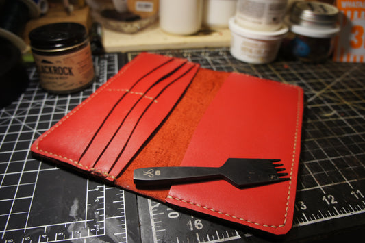 Functional & Funky: Red Long Wallet with Natural Stitching